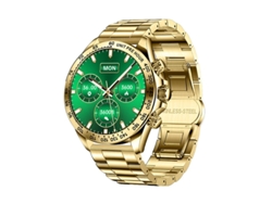 Reloj inteligente con llamadas Bluetooth, botón giratorio, monitorización de frecuencia cardíaca y presión arterial, dorado Bestvite