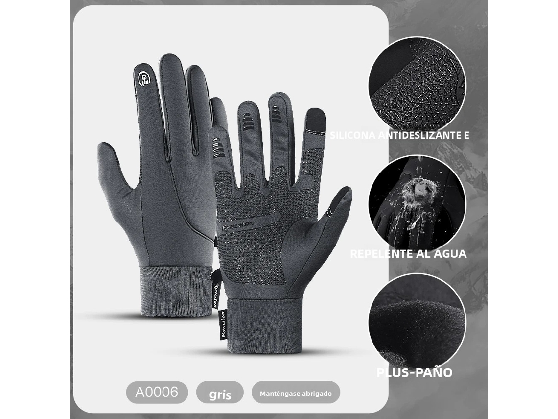 (Gris G) Guantes de ciclismo unisex con pantalla táctil, guantes deportivos cálidos que cubren toda la mano para actividades al aire libre.