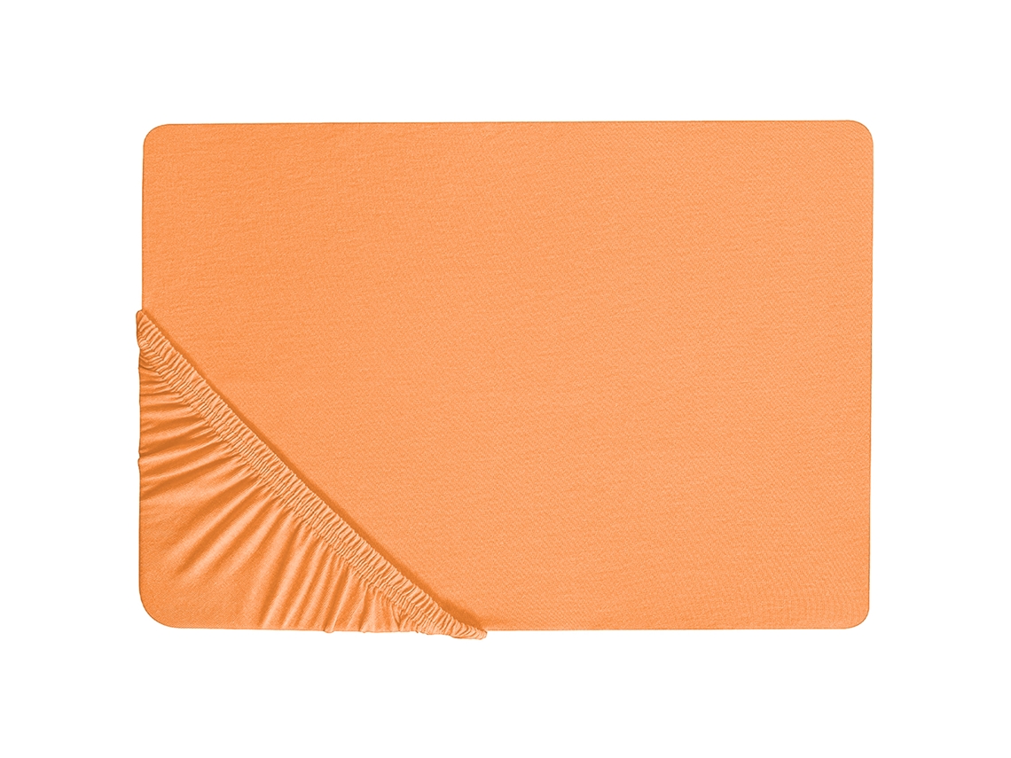 Sábana Inferior Ajustable BELIANI Janbu (200 x 200 x 30 - Algodón - Naranja)