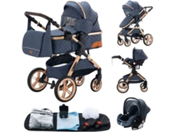 Carrito 3 En 1 Bebé Combinado Asiento De Coche Nacelle Trio Reversible Ajustable Alta Calidad Ruedas Antipinchazos Canne.bleu.bazarland30