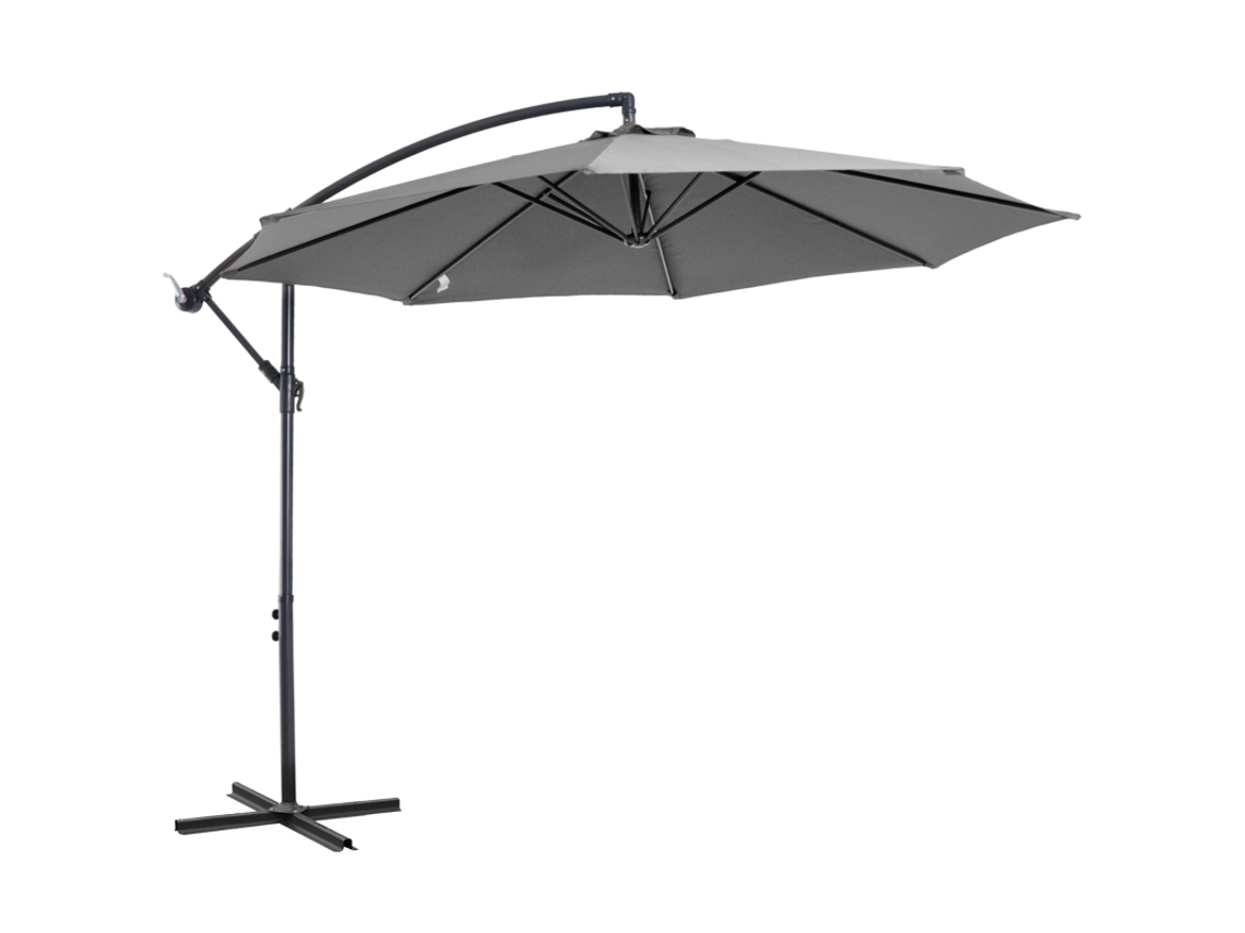 Sombrilla De Jardín De Ø2,95x2,45 M, Acero Gris, Con Manivela.
