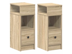 Maison Exclusive - Mesillas De Noche 2 Uds Con Cajón Roble Sonoma 25x31x66 Cm