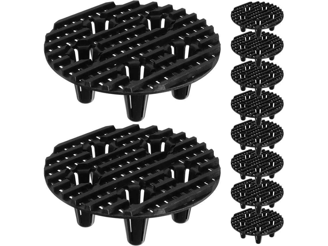 Soportes Para Macetas Inoomp De 12 Cm, 10 Unidades, Redondos, Fabricados En Malla De Plástico Con Bandeja Divisoria E