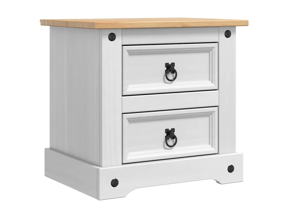 Mesita de noche blanca con cajón, 53 x 39 x 47 cm, MAISON EXCLUSIVE