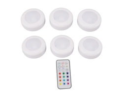 2026-6pcs Luces Led De Puck Con Control Remoto Ajustable Para Iluminación De Armarios, Gabinetes Y Mesadas Blanca