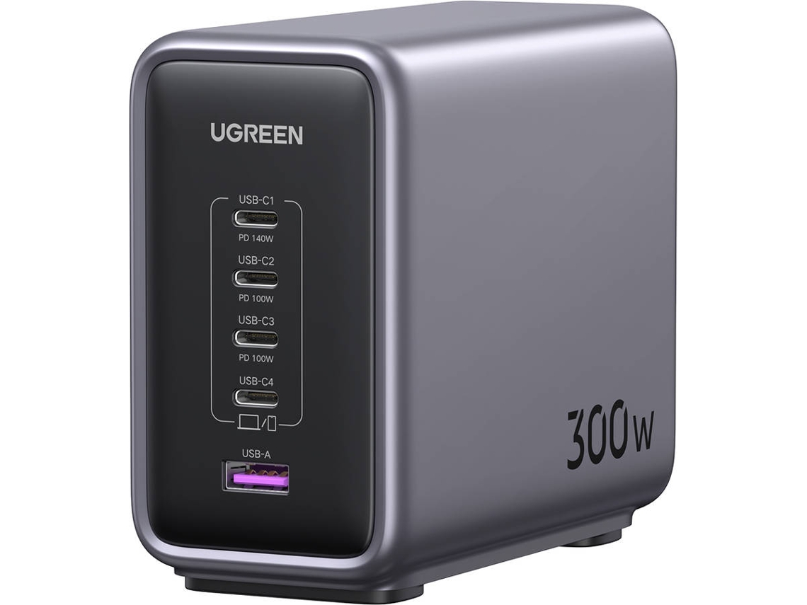 Cargador Desktop UGREEN Nexode Pro Fast Charger (160 W - 1 Puerto USB-A - 4 Puertos USB-C - Gris)