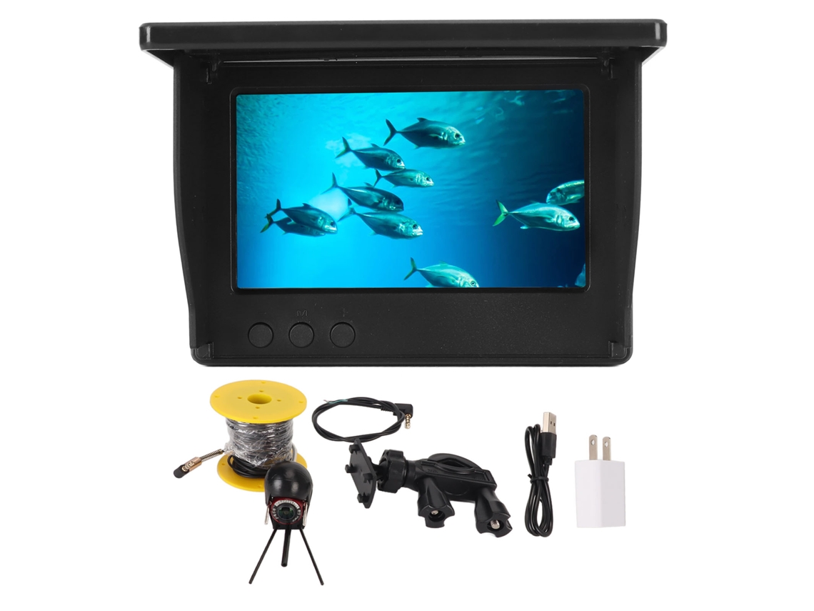 Detector De Peces Con Cámara Subacuática Ips De 4,3" Y 2000 Cd/m², Ángulo De 195°, Resistente Al Agua Ip68, Hasta 20 M. Enchufe Estadounidense.