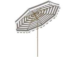 Sombrilla Grande Con Protección Uv 50+ Y Toldo Ajustable Para Jardín Patio Y Terraza Ø2,68x2,37 M Rayas Gris Y Blanco