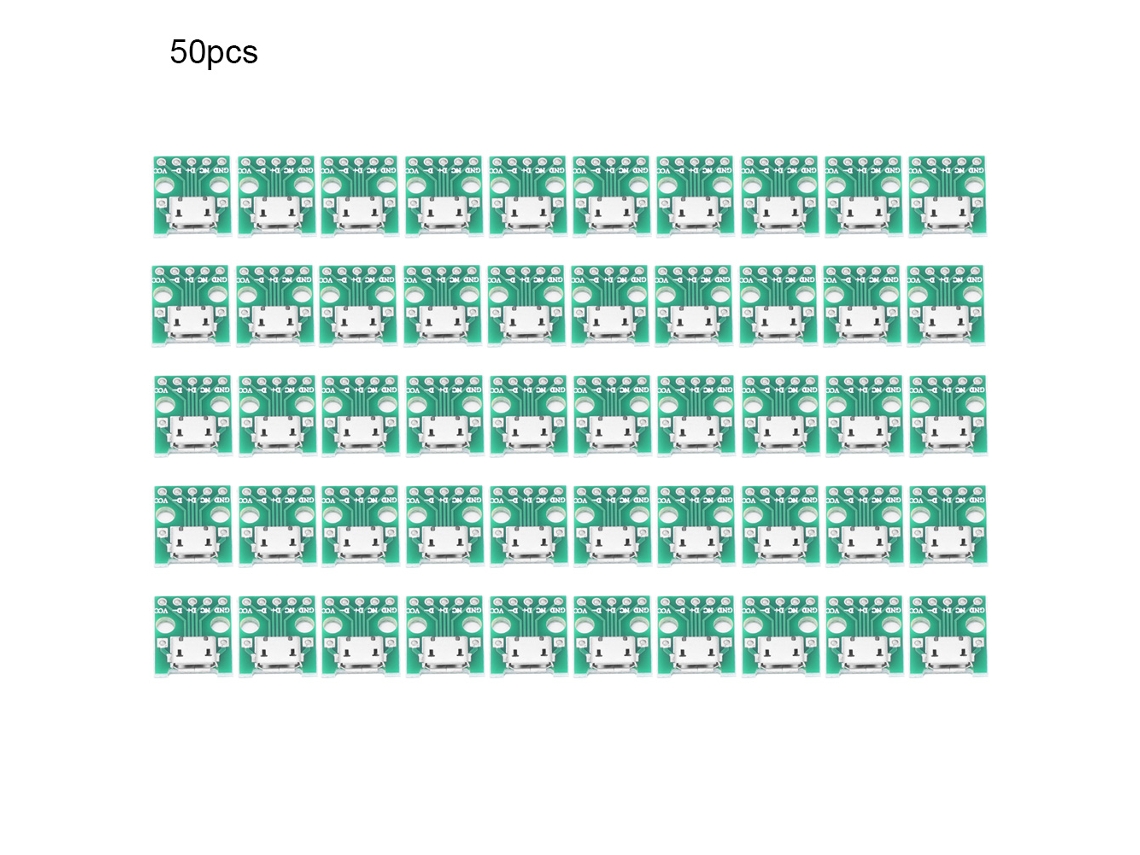 50 Adaptadores Micro Usb Hembra A Módulo Conector De Interfaz De Pines Dip De 2,54 Mm