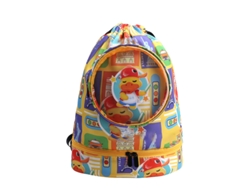 Mochila de natación infantil, seca/mojada, separada, amarilla