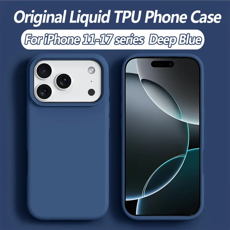 (iphone 16 Pro Max Azul) Funda Protectora De Silicona Líquida A Prueba De Golpes Para Iphone, Cubierta Protectora Suave
