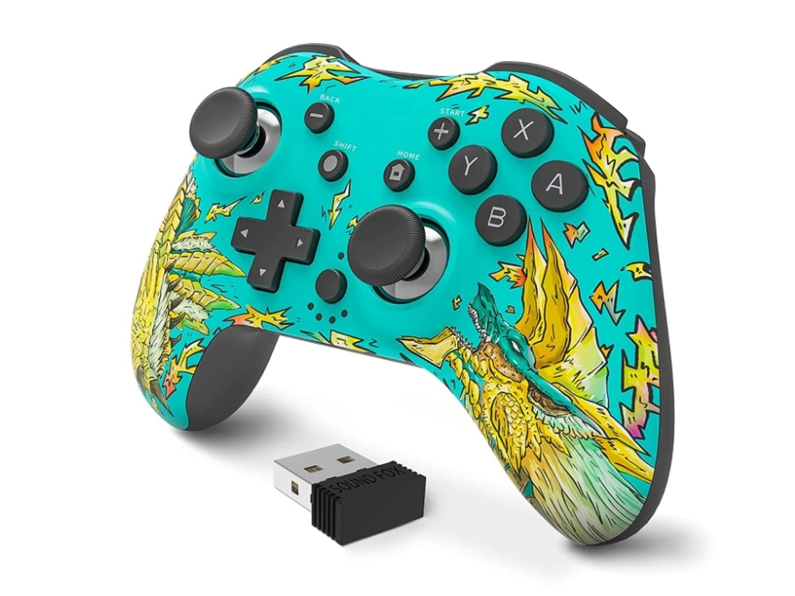 Wireless Pro Gamepad Compatible con vibración/Turbo/Macro/Control de movimiento 360/Función de activación/captura de pantalla Rojo YIZHOOD