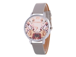 Reloj De Pulsera De Cuarzo Informal De Estilo Coreano Con Correa De Cuero Gris.