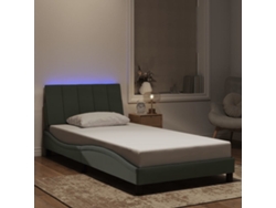 Estructura Cama Con Luces Led Terciopelo Gris Claro 100x200 Cm
