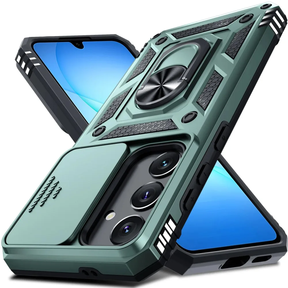 (verde Oscuro, Galaxy S26 Ultra) Funda Protectora Resistente Para Samsung, Con Tapa Deslizante Para La Cámara.