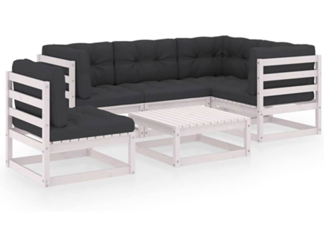 Conjunto 6 Muebles de jardín VIDAXL con cojines de madera de pino maciza