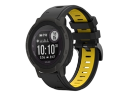 Bracelete Para Garmin Instinct 2 Solar - Silicone Esportivo - Duas Cores (22mm) Preto + Amarelo