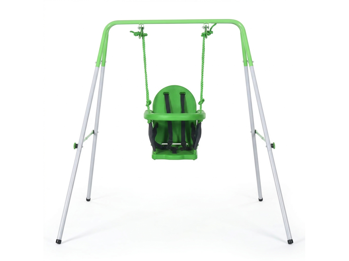 Columpio Infantil Para Edades De 6 A 36 Meses, Capacidad De Peso De 25 Kg, Acero, 122 Cm De Altura, Verde.