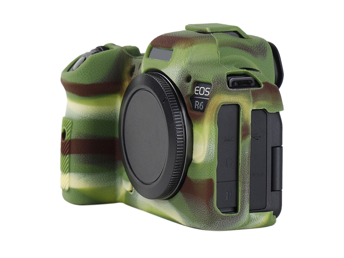 Capa Protetora De Silicone Macio Com Textura De Lichia Para Canon Eos R6 Camuflagem