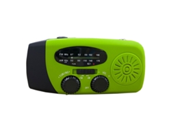 Radio portátil de emergencia Yuysan HN 071 FM/AM, recargable por energía solar, con dinamo de manivela, linterna LED, 2000 mAh, alarma SOS azul claro