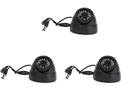 3 Cámaras De Vigilancia Negras Pal De 1/3 De Pulgada Cmos 700tvl 24 Led Ir