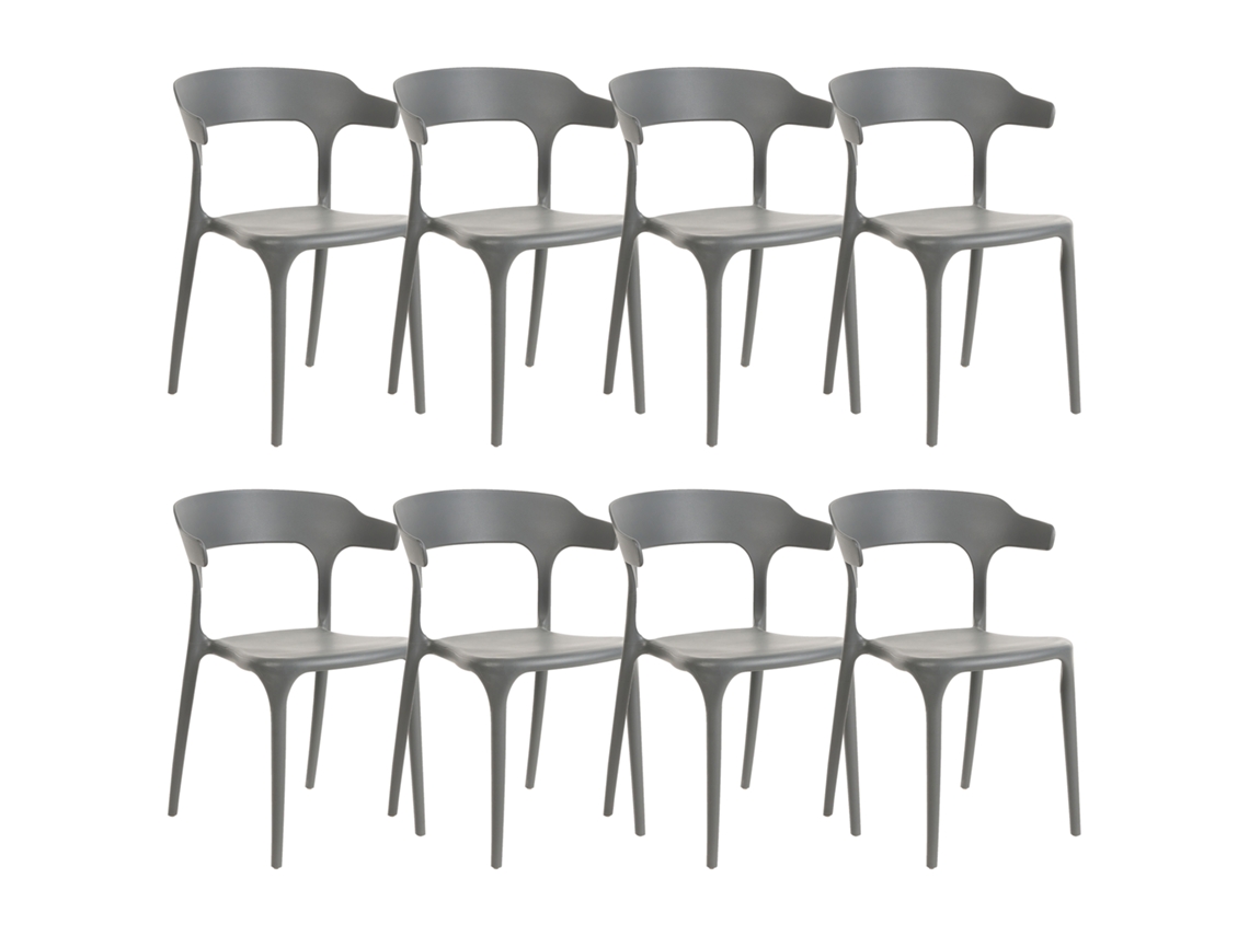 Juego de sillas de diseño moderno BELIANI Gubbio de Polipropileno Gris 52x44x76