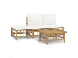 Maison Exclusive - Set De Muebles De Jardín 4 Piezas Bambú Y Cojines Blanco Crema
