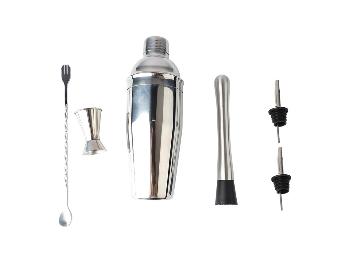 Kit De Coctelería De Acero Inoxidable De 6 Piezas Con Coctelera De 750 Ml Para Bares Y Fiestas.