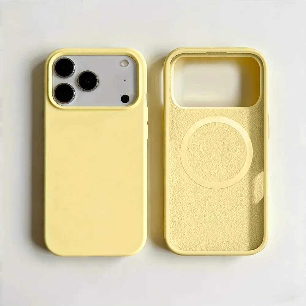 (iphone 13 Pro Max Amarillo) Funda Magnética De Silicona Líquida Para Iphone, Compatible Con Fijación Magnética.