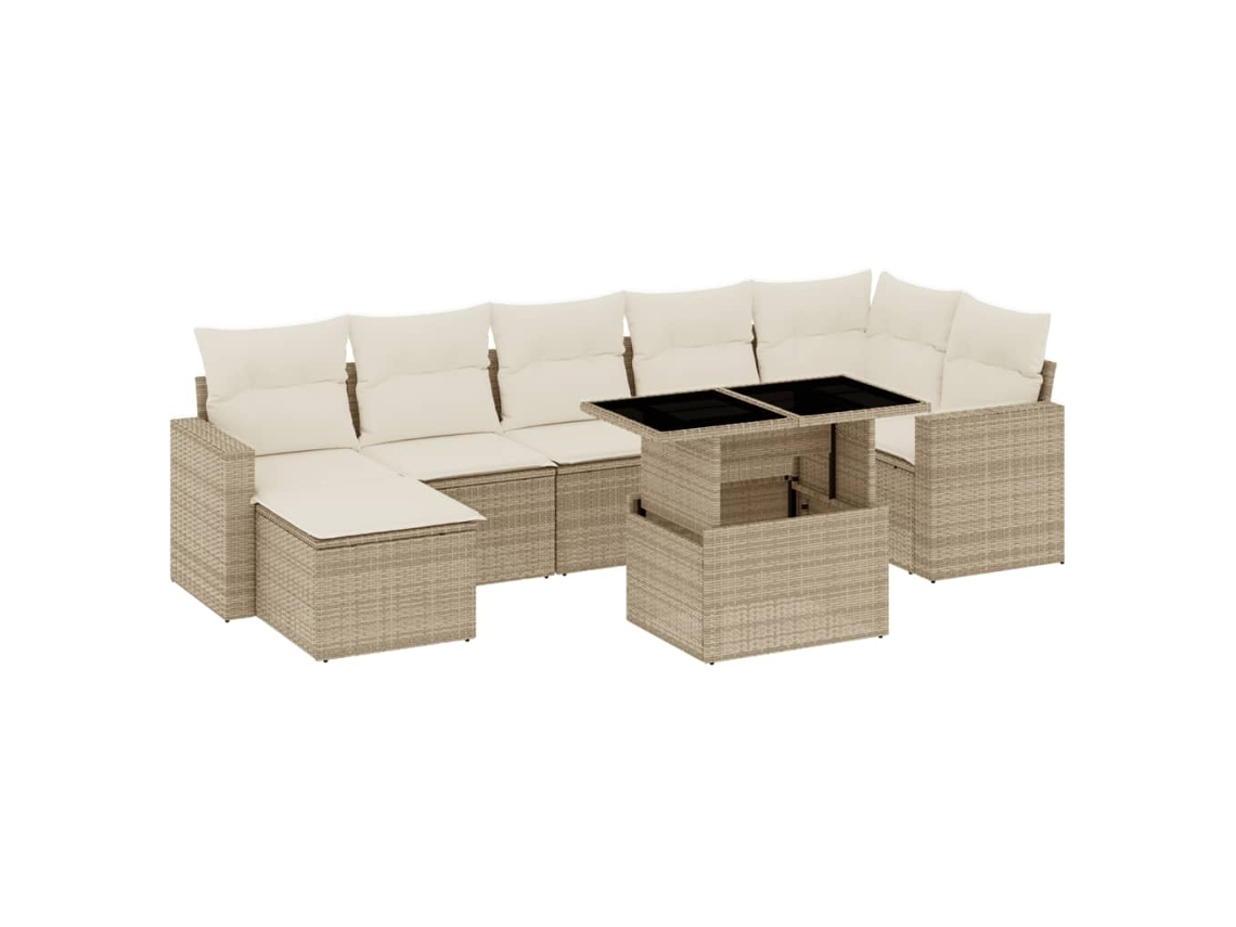Conjunto 8 De Sofás Para Jardín VIDAXL Beige Poli Ratán