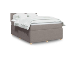 Cama Box Spring Con Colchón Tela Gris Taupe 140x190 Cm