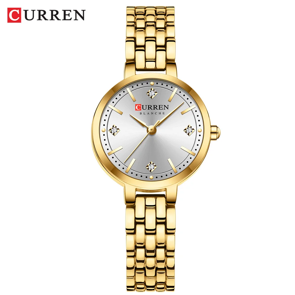 (oro Y Blanco) Reloj De Mujer, Moderno, Sencillo Y Elegante, Reloj De Cuarzo Resistente Al Agua En Acero Inoxidable.