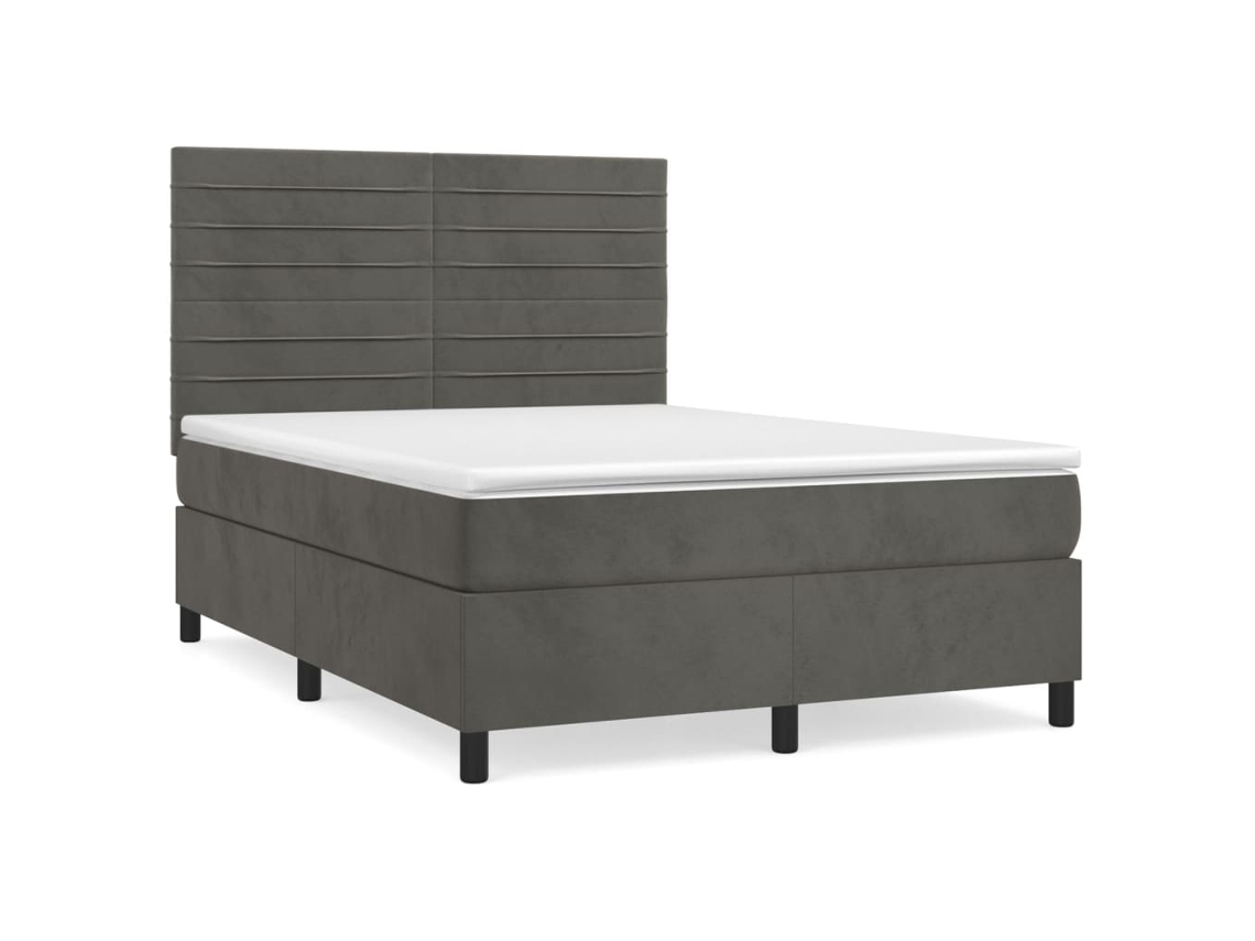 Maison Exclusive - Cama Box Spring Con Colchón Terciopelo Gris Oscuro 140x190 Cm