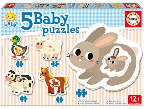 Puzzle EDUCA 5 Baby Puzzles La Granja (Edad Mínima: 1 Años - 3-5 Piezas)