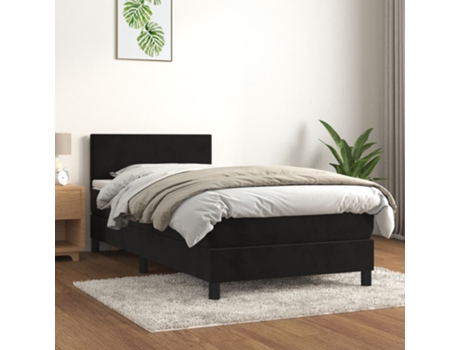 Cama con somier VIDAXL (Negro - Terciopelo - 193 x 90 x 88 cm)