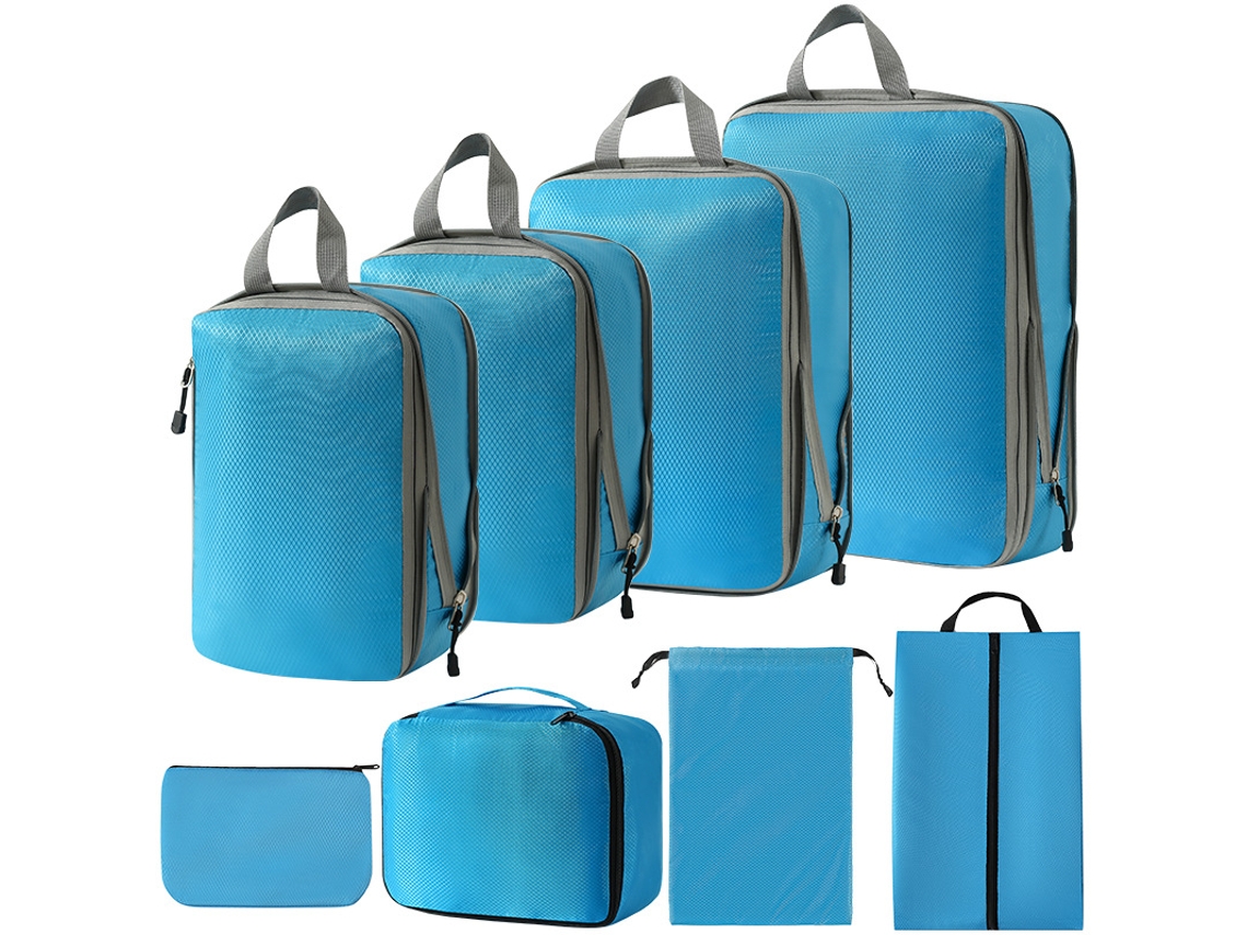 Bolsa de almacenamiento de compresión, juego de 8 piezas, bolsa de almacenamiento de viaje ligera, color azul Siurn