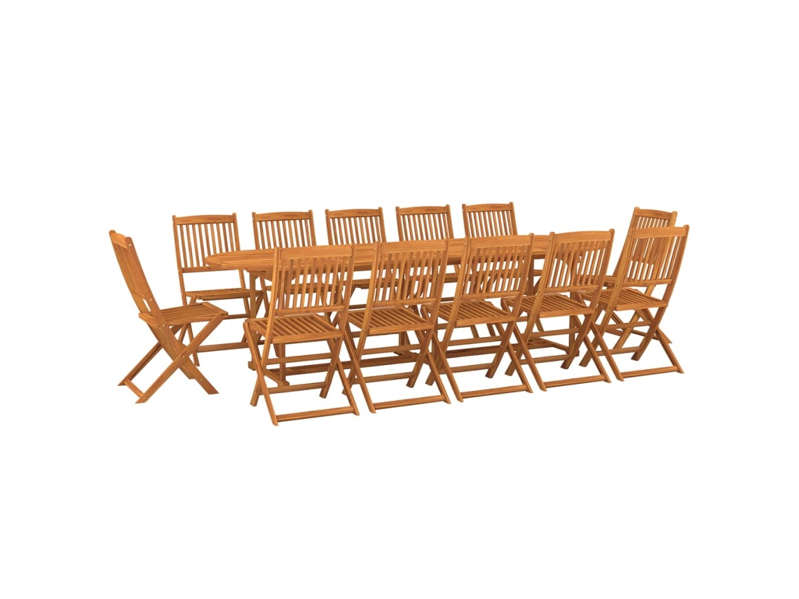 Conjunto 13 comedor de jardín VIDAXL madera maciza acacia (280x90x75cm)