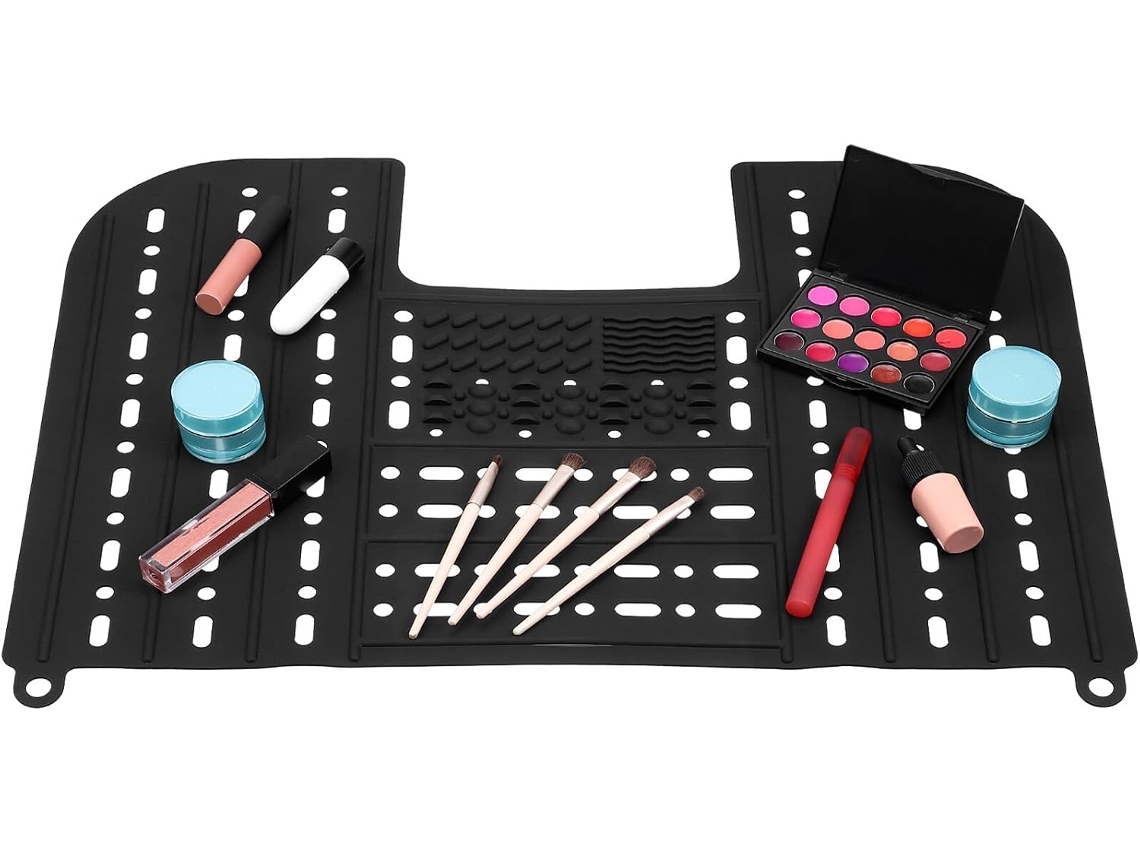 Tapa plegable para lavabo, alfombrilla para guardar maquillaje, protector de brochas de limpieza. SFUSHOS