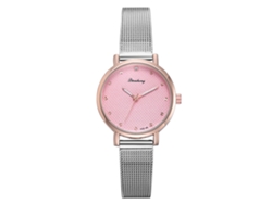 Reloj De Pulsera De Moda Para Mujer En Aleación Con Diamantes De Imitación, Movimiento De Cuarzo Sencillo Y Preciso (rosa).
