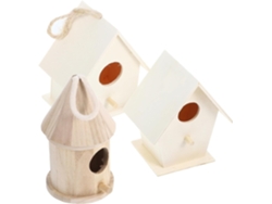 Juego De 3 Casitas Para Pájaros Con Entrada Amplia Y Decoración Colgante Gruesa Para Jardín.
