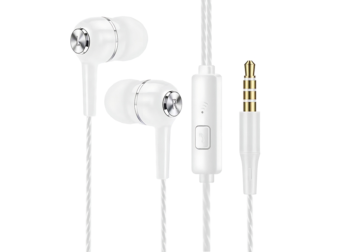 Auriculares Con Cable (blancos) Con Micrófono, Estéreo Hifi Con Graves Potentes.