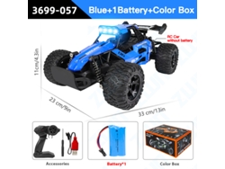 Coche RC 112 116, 20 km/h, con luces LED, 2,4 g, todoterreno de aleación, control remoto, juguete para niños, color azul. Aeuzwr
