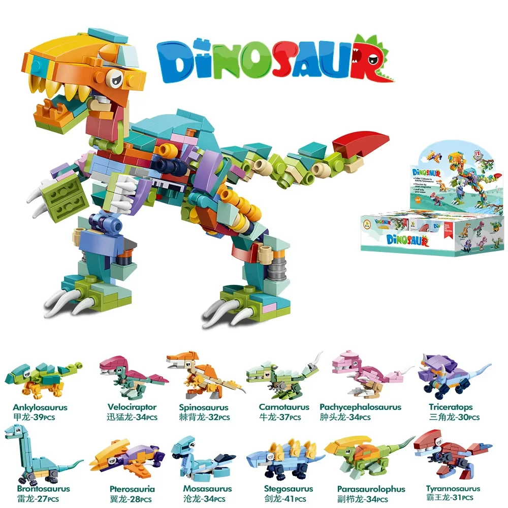 Conjunto de Blocos de Montar de Dinossauro 12 em 1 MDUG