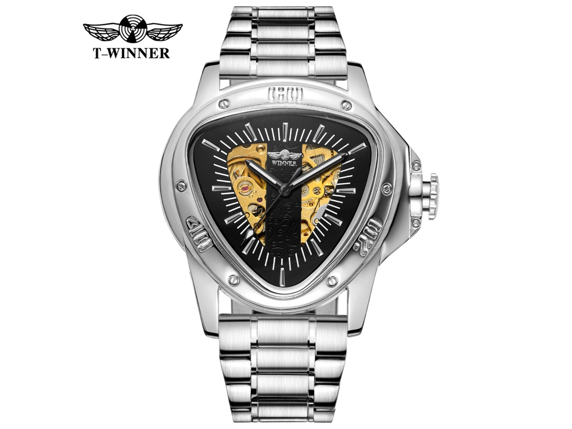 (dourado) Braço Robótico Automático Triangular Vazado, Estilo Casual Europeu E Americano Para Moda Masculina.