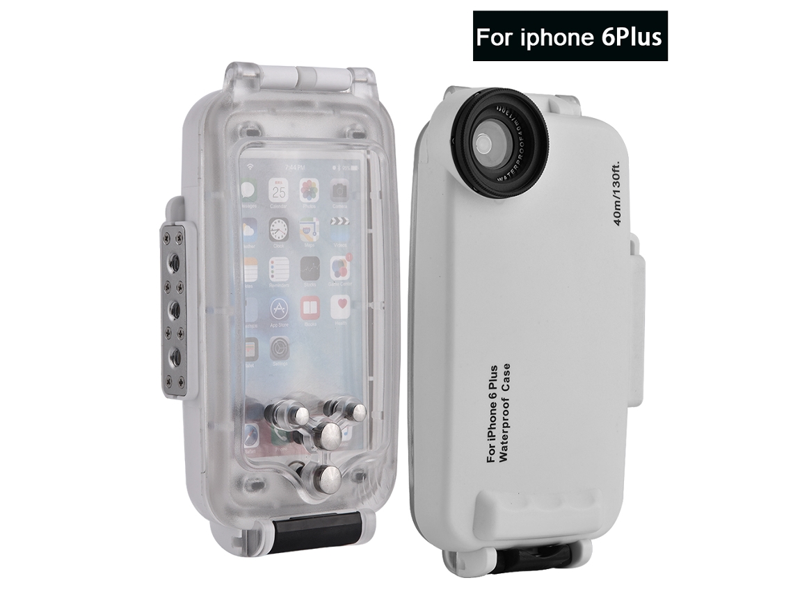 Estuche De Sumergimiento Impermeable Con Botón Para Iphone 6 Plus Blanco