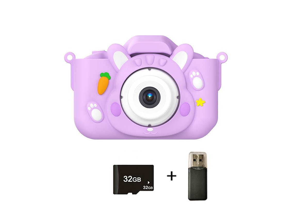 Cámara infantil Gertiz Mini Rabbit de 4800 W y 2,0 pulgadas IPS con doble cámara y 32 g de capacidad, color morado