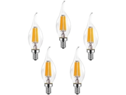 2026-5 Lâmpadas Led E14 6w Reguláveis 600lm 2700k Quente Vintage C35 Economia De Energia