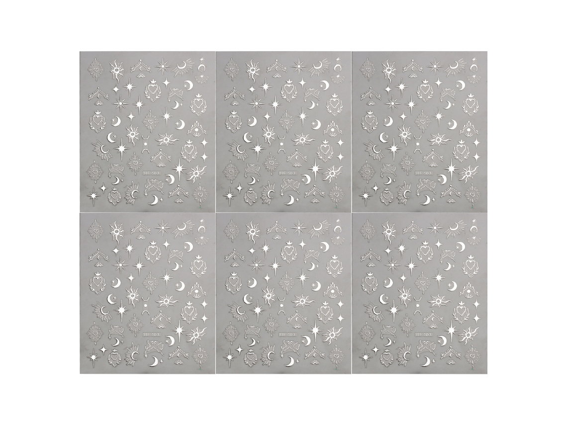 6 pegatinas 3D para decoración de uñas, pegatinas traseras con diseño de sol, luna y estrella NEVEANCE