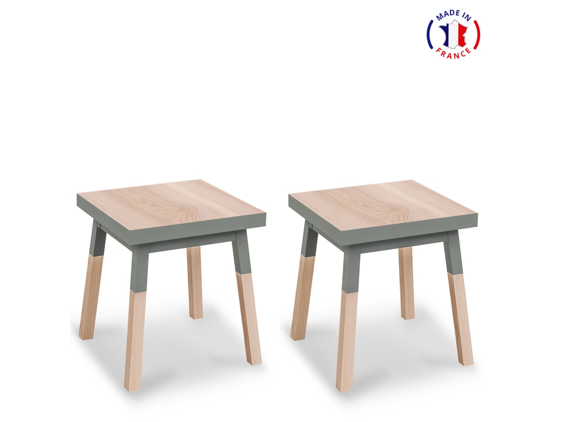 Conjunto de 2 Mesitas de Noche MON PETIT MEUBLE FRANÇAIS con 1 Cajón (Blanco Balisson - Madera - 40 x 45 x 40 cm)