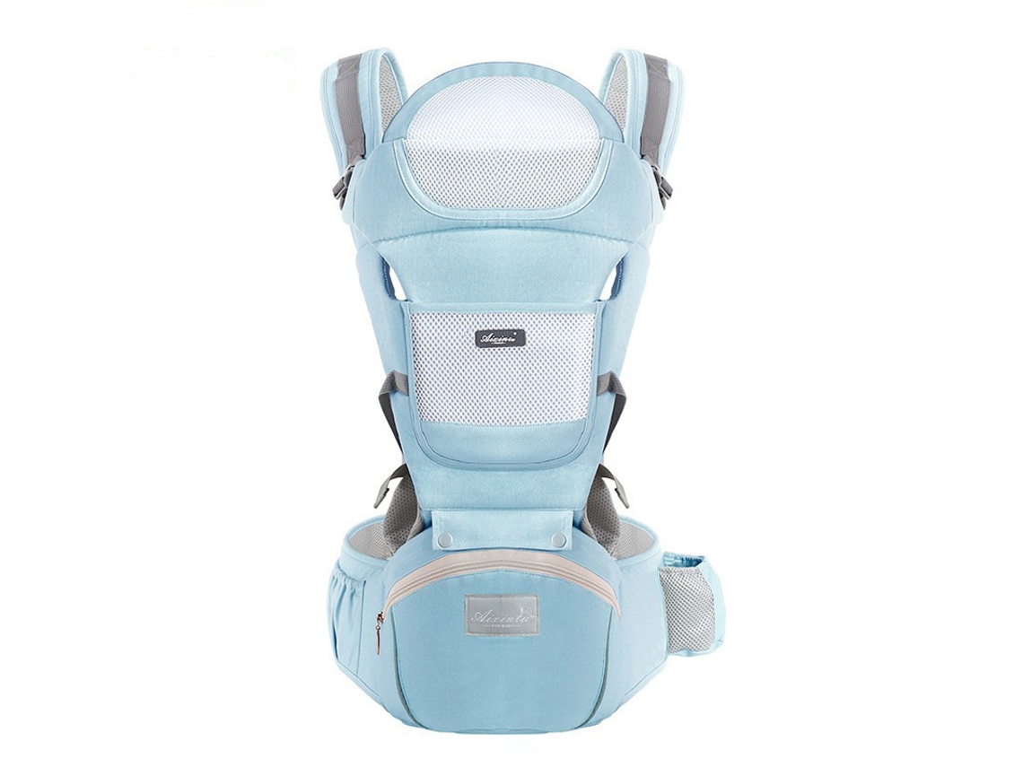 Portabebés ergonómico con asiento de cadera para bebés de 0 a 36 meses, azul Digitallab